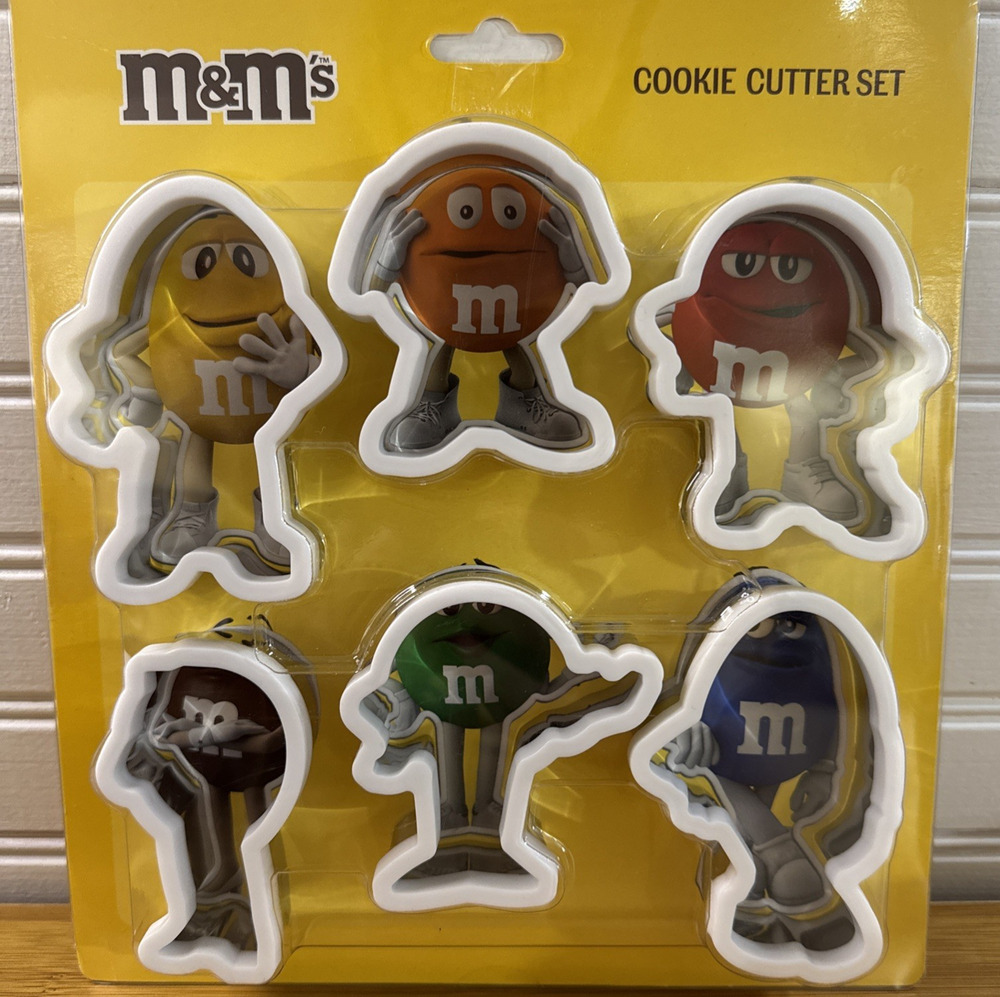 M&Ms World Character Cookie Cutters Set of 6 Yellow Red Blue Green Orange Brown